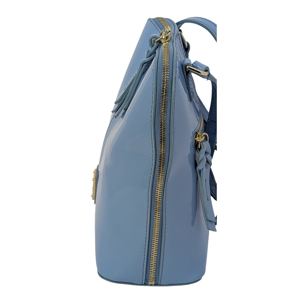 NWT Dooney & Bourke Patent Leather Large TRIXIE Crossbody Denim Blue + Reg Card - Picture 6 of 11